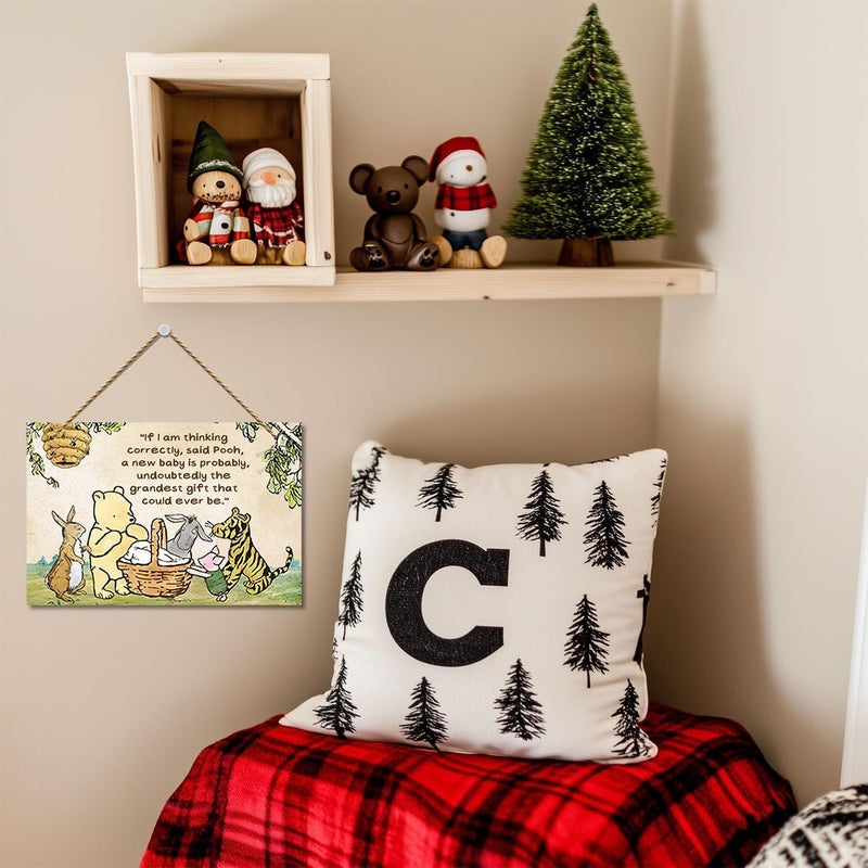 Hatzelou 1PCS Classic Winnie Baby Shower Centerpiece, Winnie Quotes Wall Hanging Sign, the Pooh Wall Sign Gifts, Adorable Winnie Sign for Home Bedroom Nursery, Perfect for Baby Shower Party Decor - Image 4